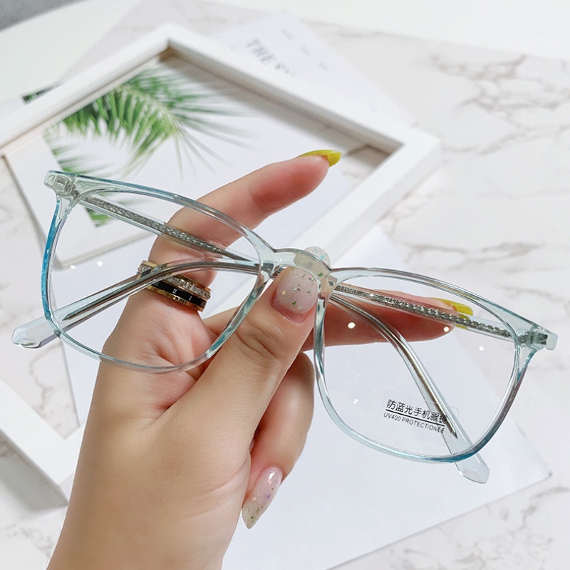 Mắt Kính Gọng Vuông Màu Kẹo Trong Suốt Chống Ánh Sáng Xanh Phong Cách Hàn Quốc