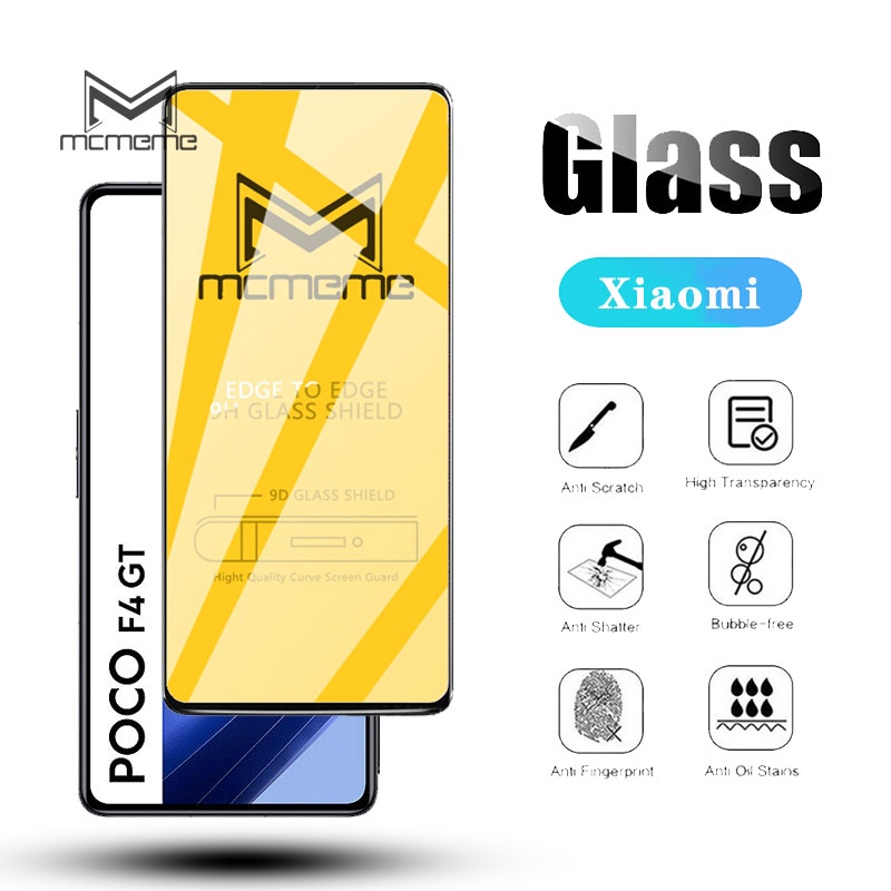 Kính cường lực 9D toàn diện cho điện thoại Xiaomi POCO M6 F5 X5 M5 M5s C40 X4 X3 NFC M4 M3 F3 F4 GT F2 Pro 5G