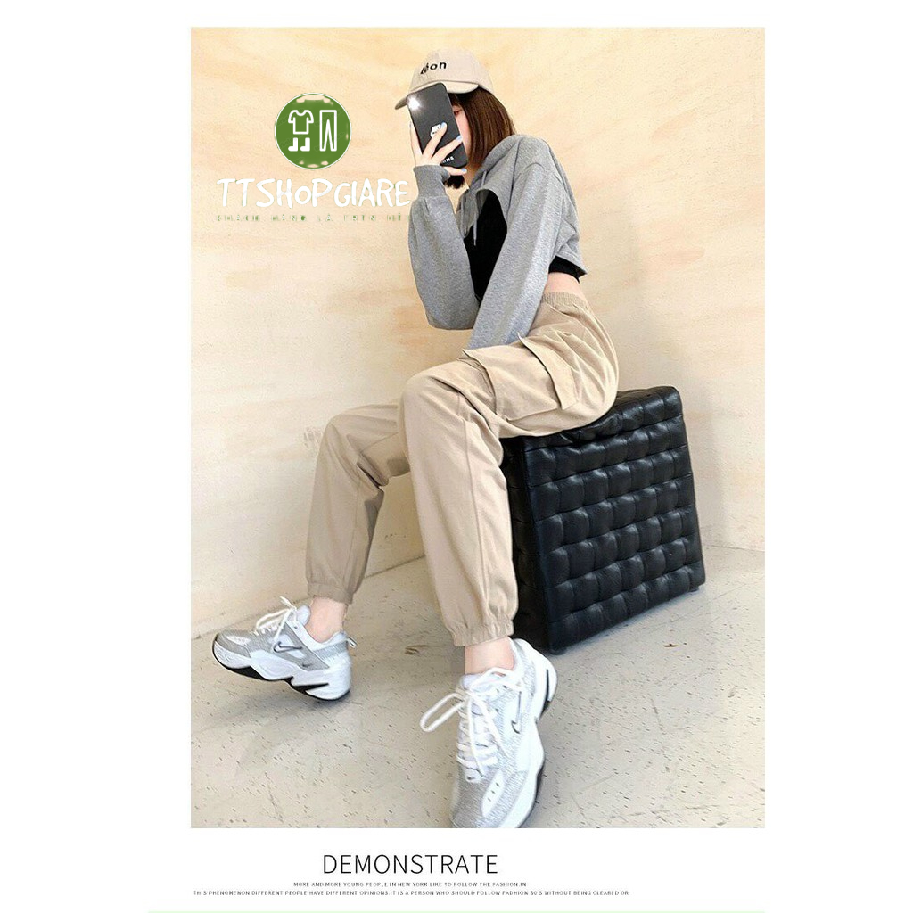 Quần jogger kaki túi hộp TRƠN form nam nữ