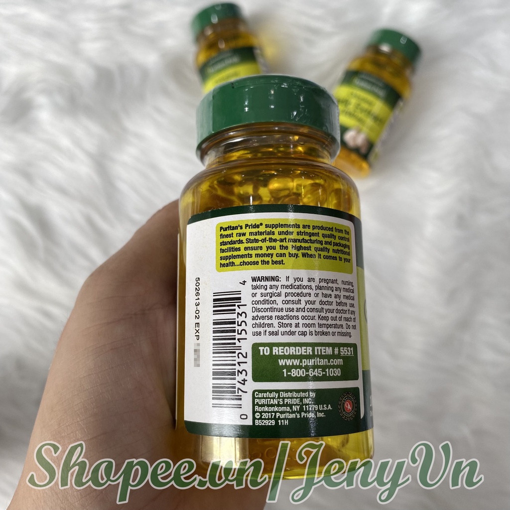 Viên Uống Tinh Dầu Tỏi Garlic Oil 1000mg Puritan's Pride 100 Viên