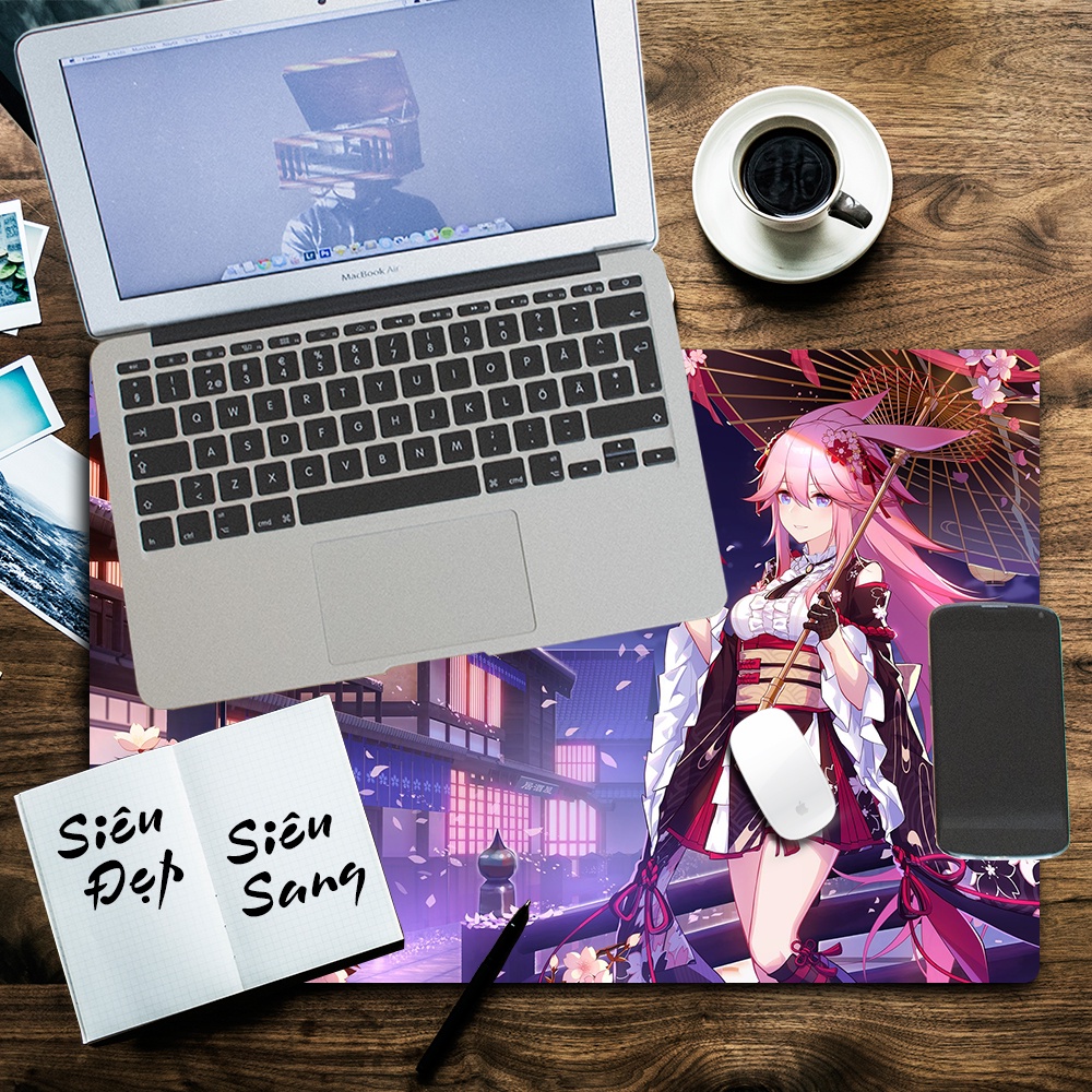 { Mouse pad 70x30cm } Lót chuột máy tính Anime Hololive Gawr Gura chất liệu cao su chống nước đặt bàn di chuột chơi game