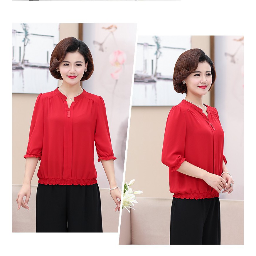 áo trung niên tay lửng giấu bụng cho người lớn tuổi  (thời trang trung niên anitagreen) tk212n | BigBuy360 - bigbuy360.vn