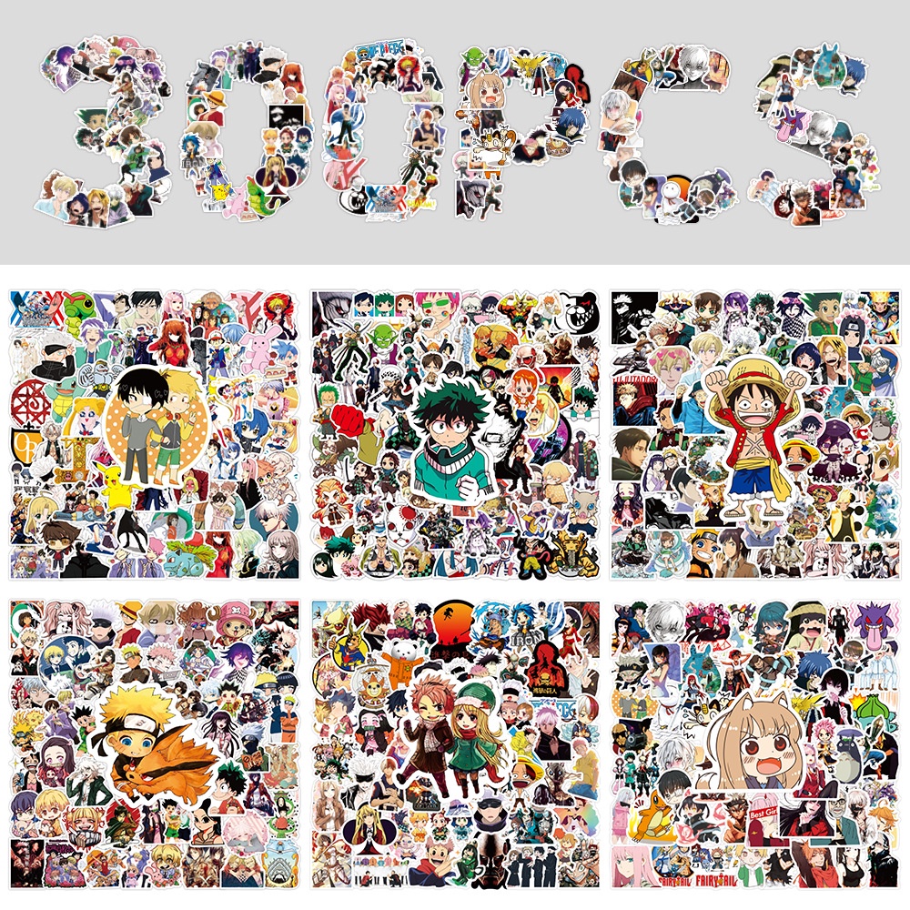 300/200/100 Miếng Dán Hình Anime Demon Slayer Cho Trang Trí Điện Thoại Laptop Nón Bảo Hiểm