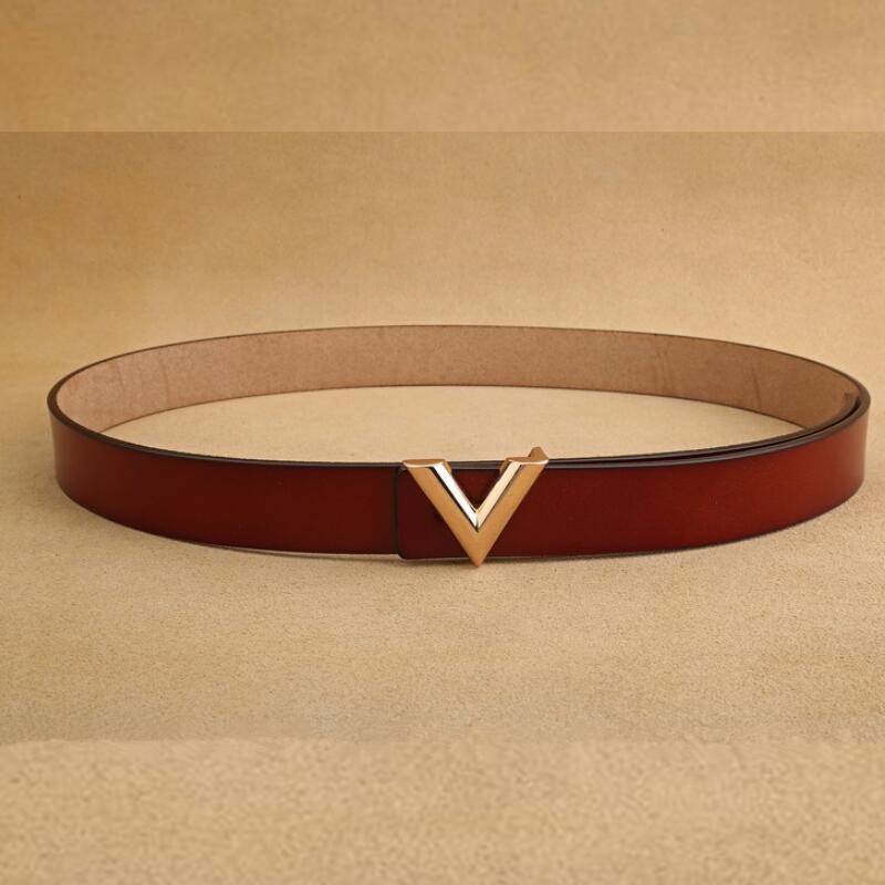 Mới Thắt Lưng Da Khóa Hợp Kim Chữ v Thời Trang Cho Nam Nữ