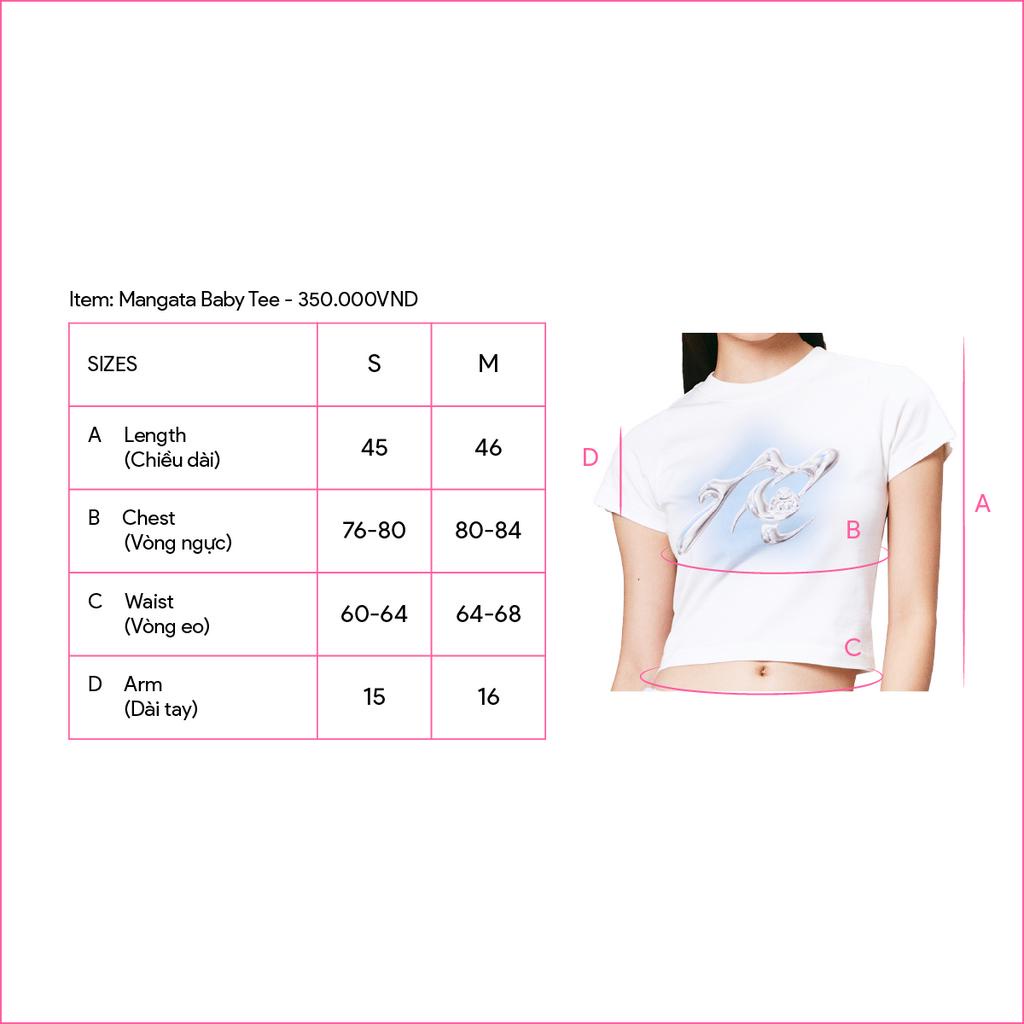Áo baby tee trắng xanh Mangata