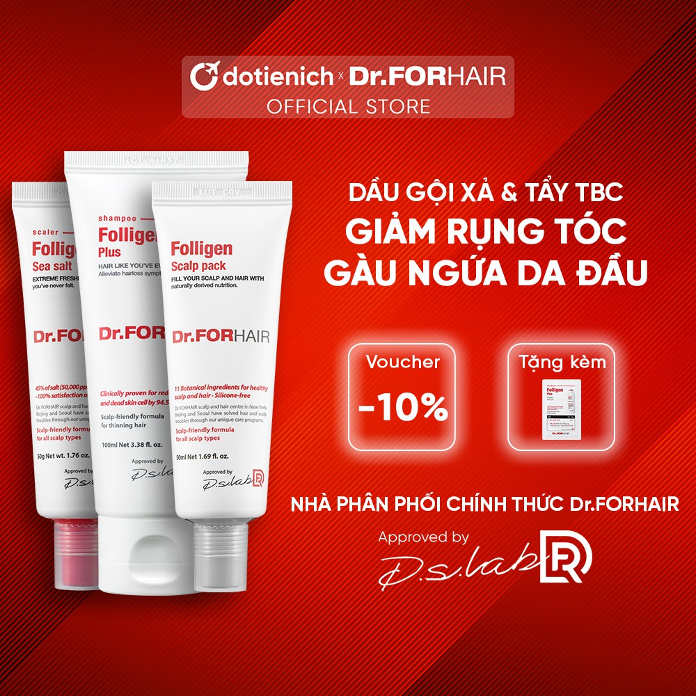 Bộ dầu gội xả, tẩy tế bào chết da đầu Dr.FORHAIR/Dr For Hair sạch gàu, giảm rụng tóc