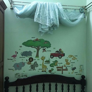 Decal dán tường hình thú tiếng anh cho bé