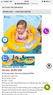 (Thanh lý) Phao bơi Intex baby Float vàng