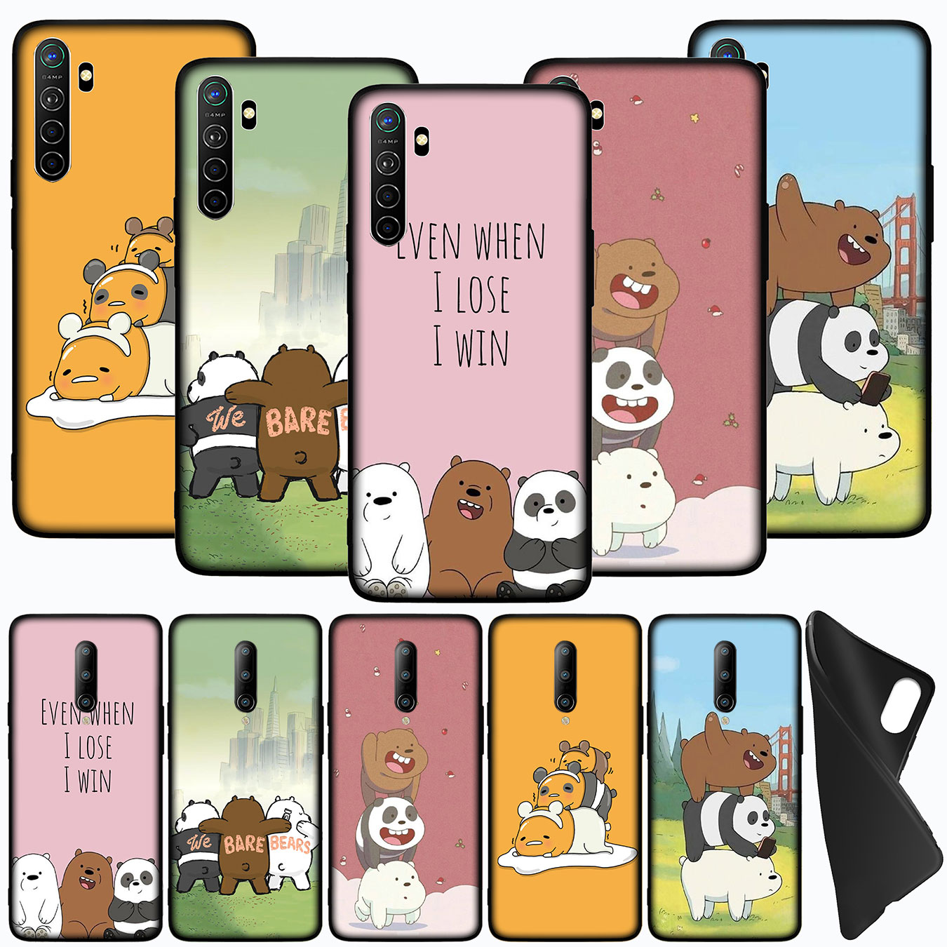 Ốp điện thoại silicon hình We Bare Bear cho Samsung Galaxy Note 20 Ultra Note 10 Plus Lite 8 9 S7 Edge M27