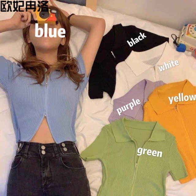 Áo len cổ đức kéo khoá 2 đầu mặc được 2 kiểu siêu xinh 5912-1 Ulzzang style  Hàng Quảng Châu
