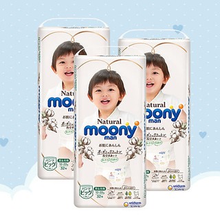 Bỉm Moony Natural Nội Địa Chính Hãng - Bỉm Moony Dán/Quần Đủ Size NB63/S58/M48/L36/XL32