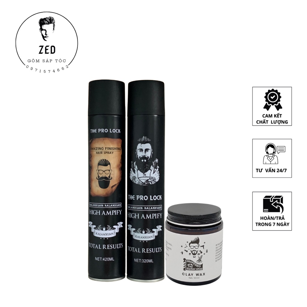 Combo Gôm Sáp THE PRO LOCK + CLAY WAX TRẮNG Tạo Kiểu, Giữ Nếp Cho Tóc. HÀNG CHÍNH HÃNG [Zed]