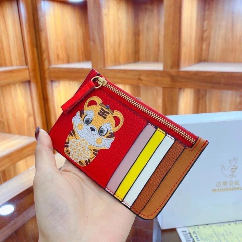 Ví nhỏ cardholder hình hổ vàng 2022 màu đỏ