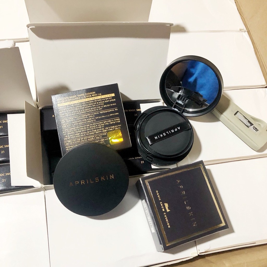 Phấn nước April Skin Snow Magic Cushion (vỏ viền vàng) +++ Thêm Qùa tặng xinh xắn | BigBuy360 - bigbuy360.vn
