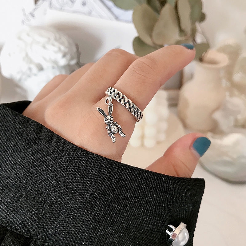 Nhẫn kiểu dáng thiết kế hình thỏ thời trang phong cách retro cá tính