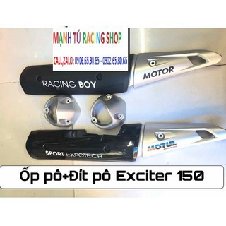 Ốp pô chụp đít pô Exciter 150 màu đen bạc - 000650
