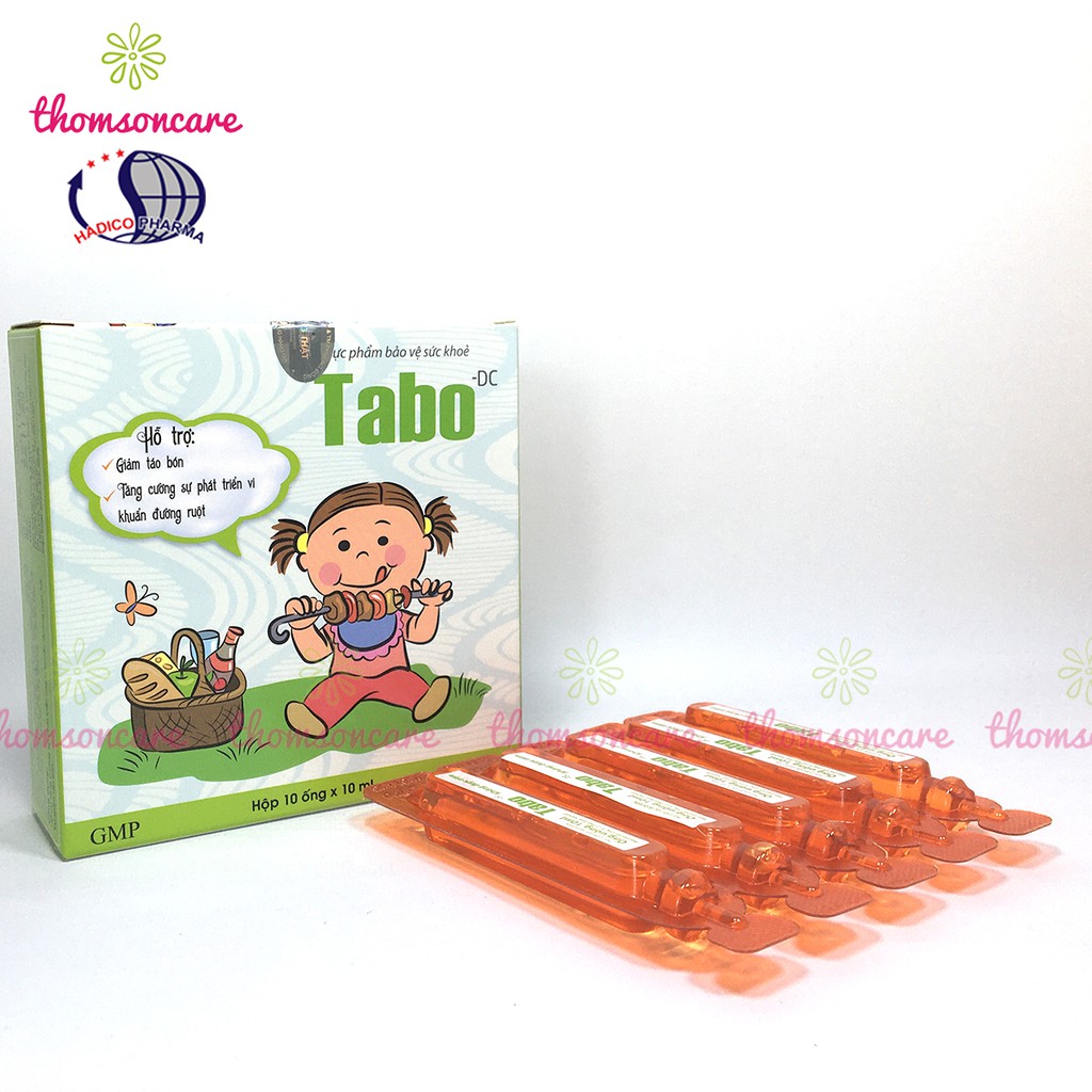 Siro giảm táo bón cho bé Tabo - hộp 10 ống tiện lợi từ chất xơ hòa tan FOS, tiêu hóa tốt, giảm biếng ăn cho trẻ