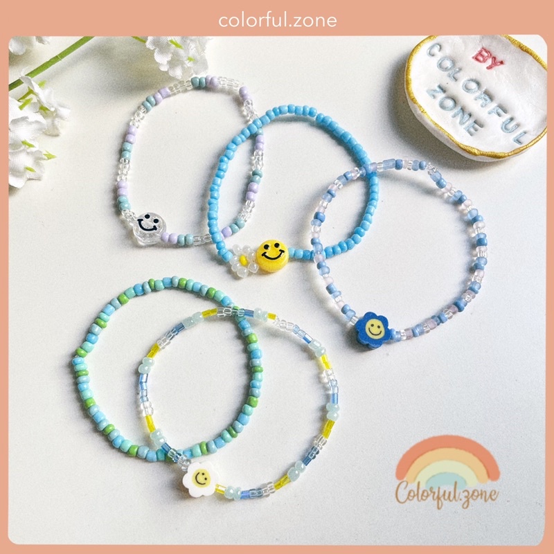 Vòng tay nữ hạt cườm handmade nhiều màu - Tone xanh dương