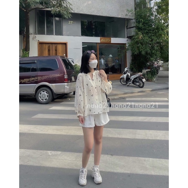 Áo hoa nhí cổ V