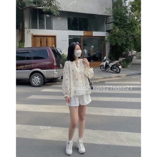 Áo hoa nhí cổ V