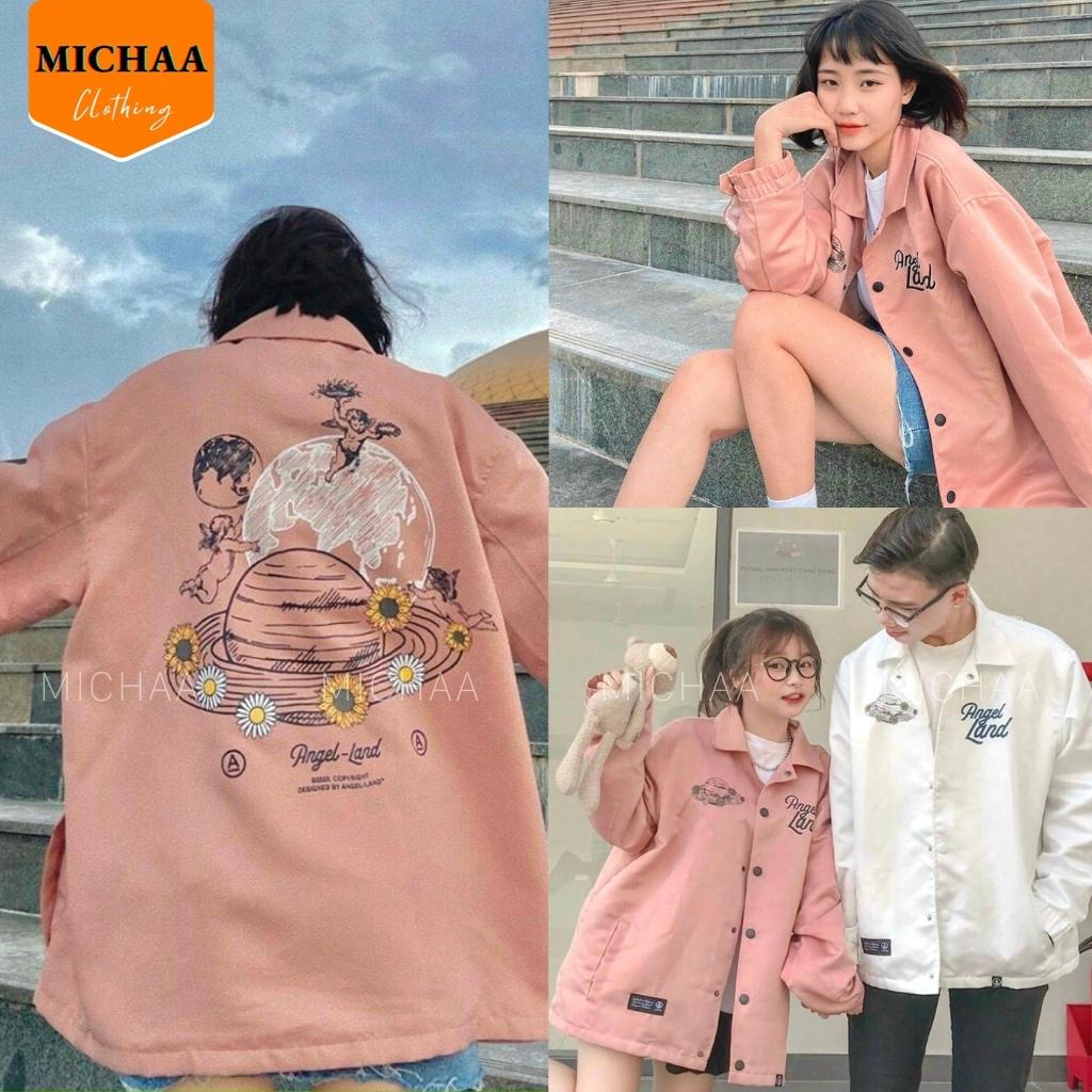 Áo Khoác Dù ANGEL LAND Nam Nữ Ulzzang Unisex Kiểu Sơ Mi Form Rộng Chống Nắng - MICHAA