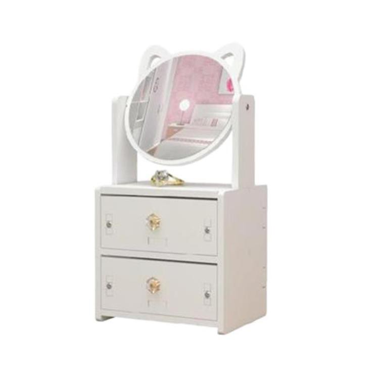 Kệ mỹ phẩm mèo 1 và 2 ngăn kéo [HÀNG HIỆU] trang điểm kèm gương tai mèo xinh xắn