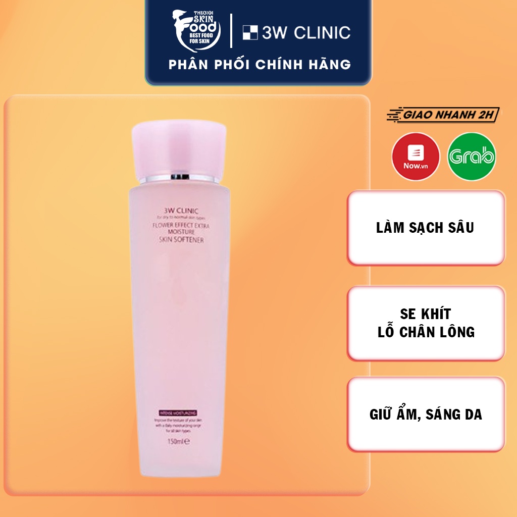 Nước Hoa Hồng Dưỡng Trắng Da 3W Clinic Flower Effect Extra Moisture Skin Softener 150ml