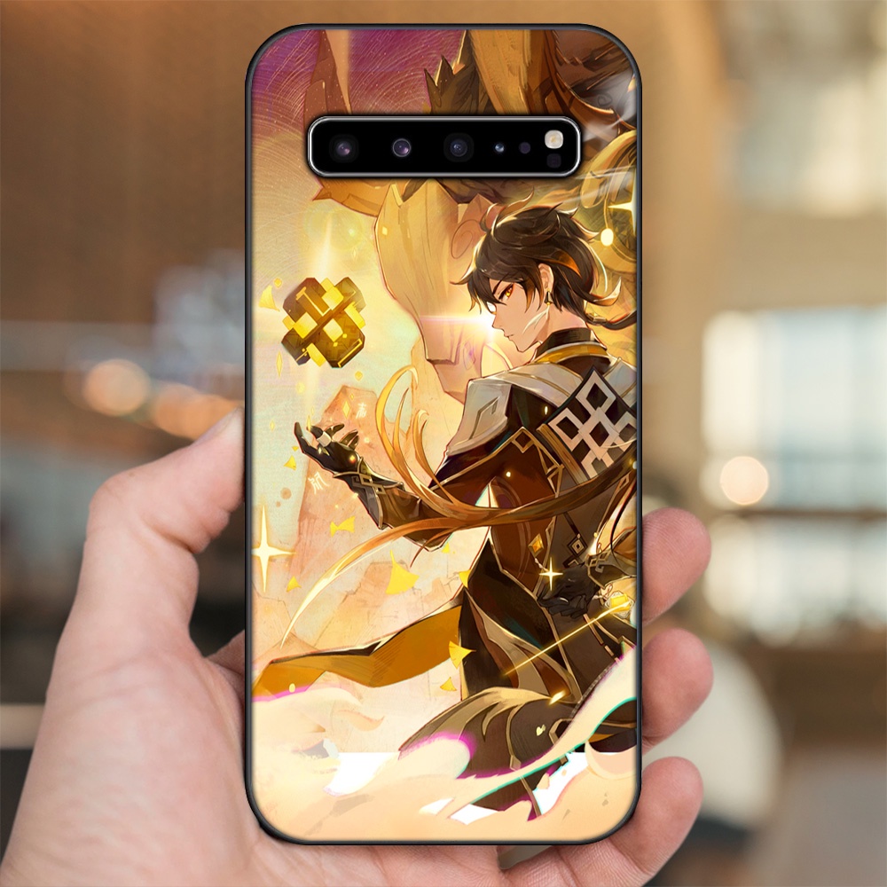 Ốp lưng Samsung S10, S10 5G, S10 Plus viền đen in hình Zhongli Genshin Impact