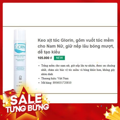 Keo xịt tóc Glorin, gôm vuốt tóc trắng mềm cho nam nữ, giữ nếp lâu, được ưa chuộng nhất - Hàng nhập khẩu