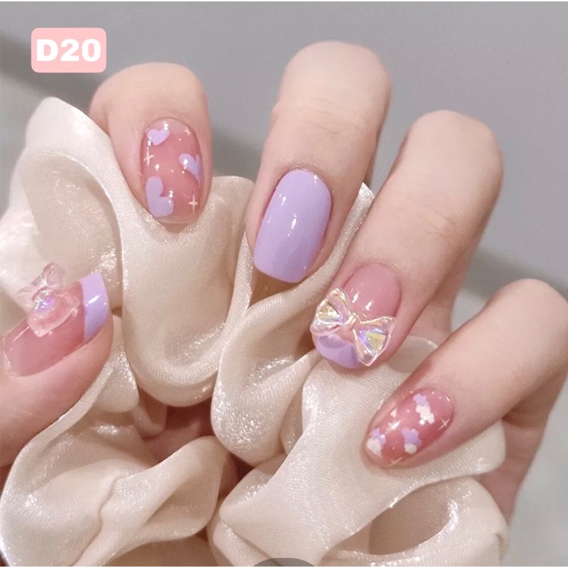 Móng Giả Móng Tay Giả Đính Đá set 24 móng (kèm keo)a