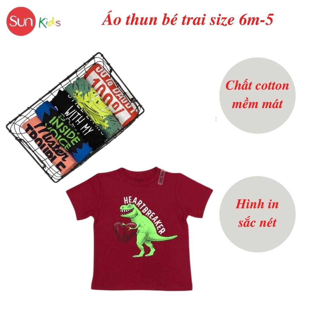 Áo thun bé trai xuất xịn, áo phông cho bé trai, chất cotton, size 6m-5 tuổi - SUNKIDS