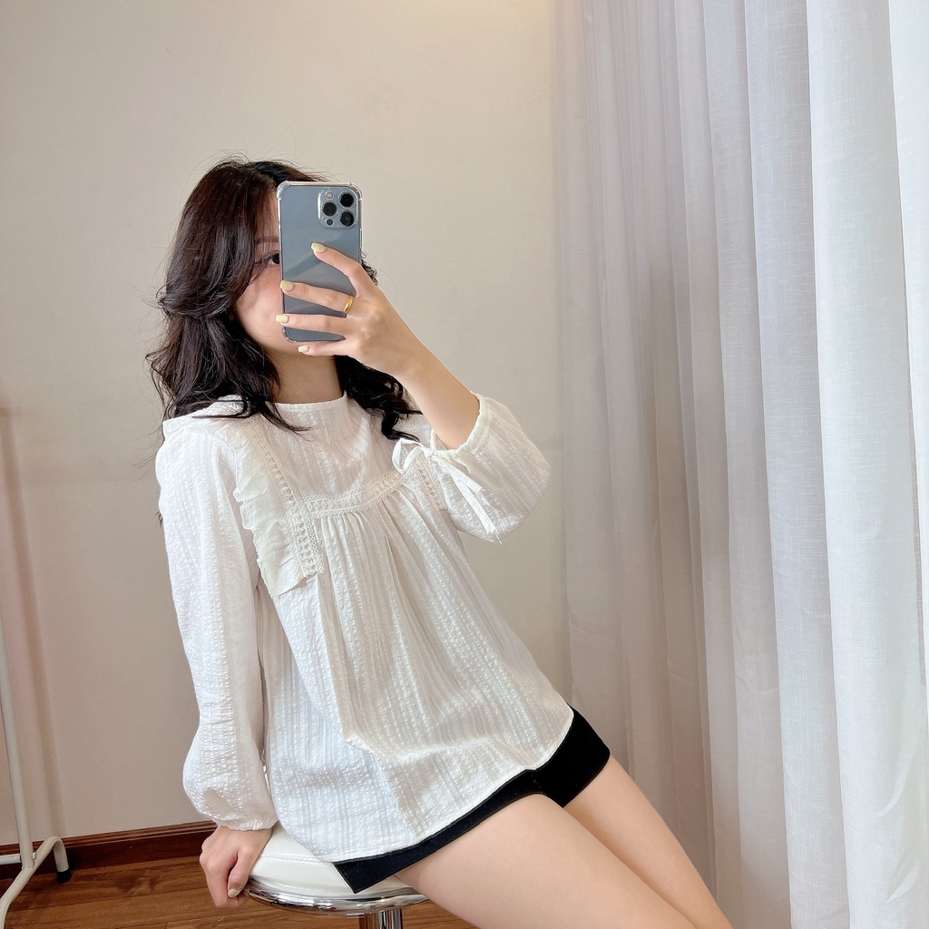 Áo sơ mi kiểu , áo sơ mi tiểu thư bèo ren