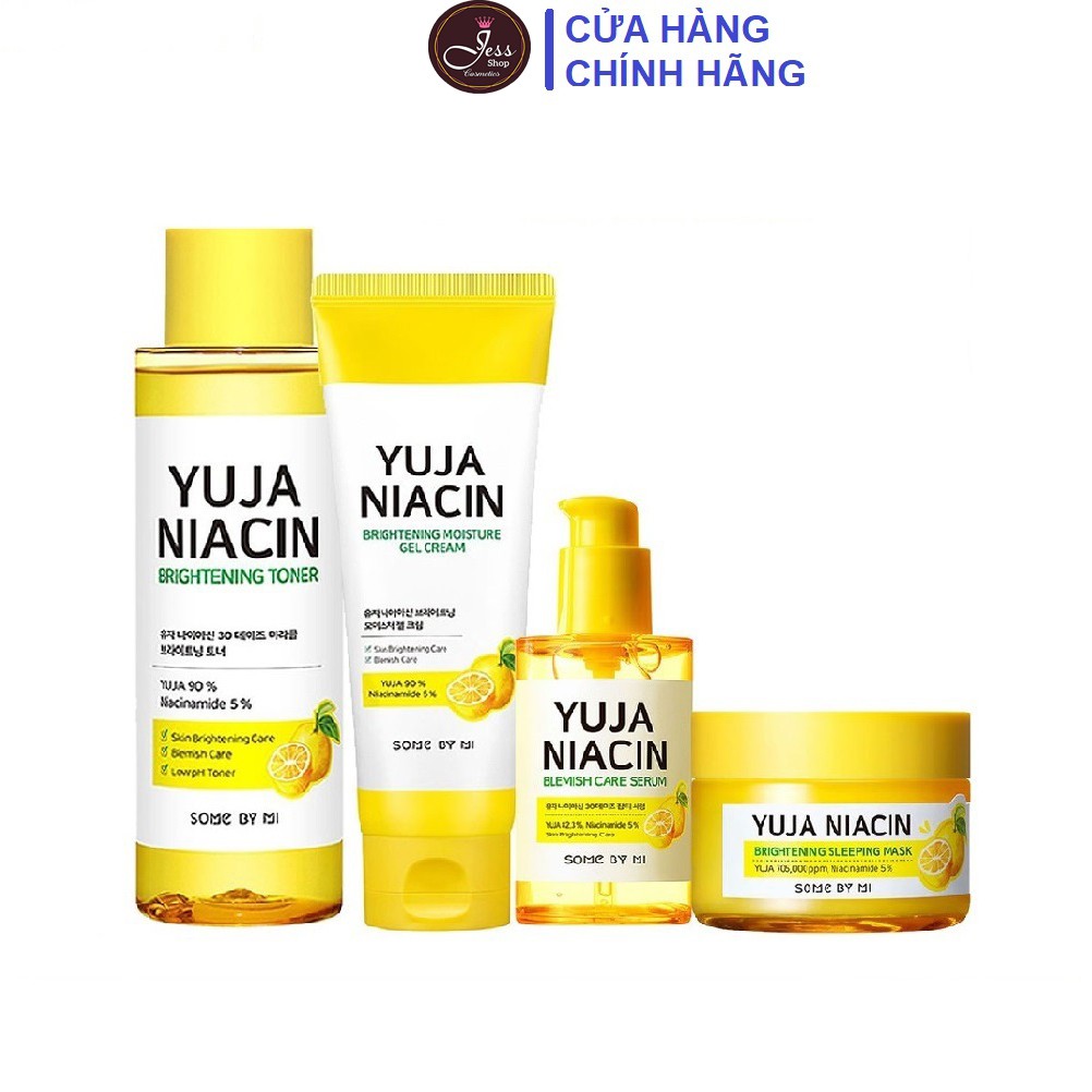 Bộ 4 Sản Phẩm Dưỡng Trắng Sáng Da Mờ Thâm Nám Some By Mi Yuja Niacin 30 Days (Toner + Serum + Kem + Mặt Nạ Ngủ)