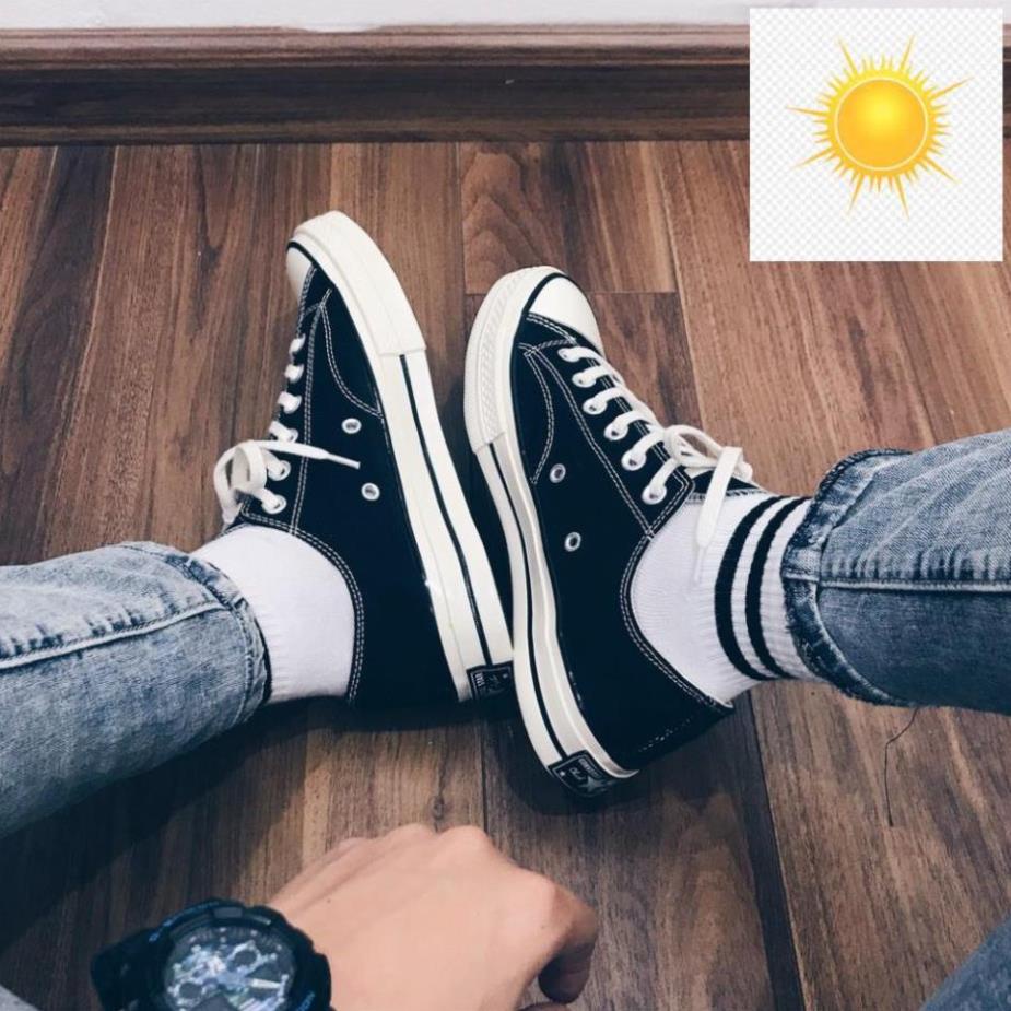 🇱🇧 🎃🎃 Giày Thể Thao Nam Nữ, Giày Converse Cv 1970s Đen Cố Thấp Mũi Bóng Đế Khâu Lót Xanh 🎃