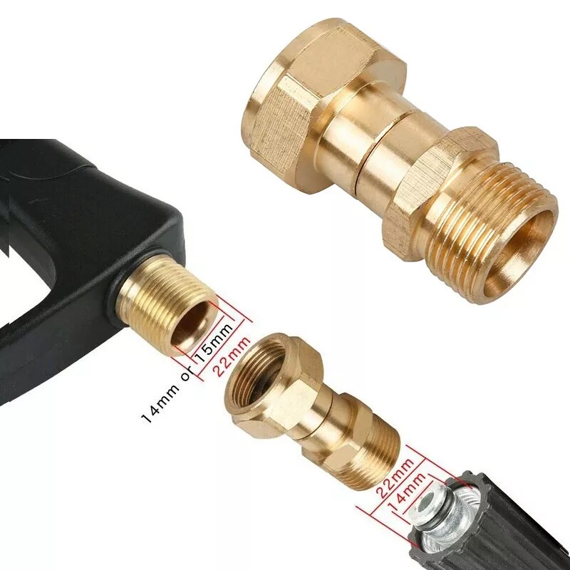 Khớp xoay chống xoắn dây máy xịt rửa cao áp, lắp vào súng xịt chân ren 22mm