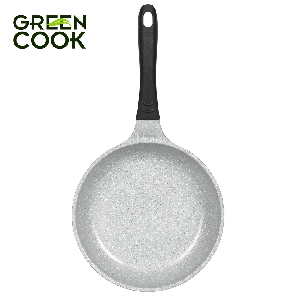 Chảo đúc chống dính men đá ceramic đáy từ 20 cm Green Cook GCP03-20IHP màu hồng công nghệ 7 lớp chống dính Hàn Quốc