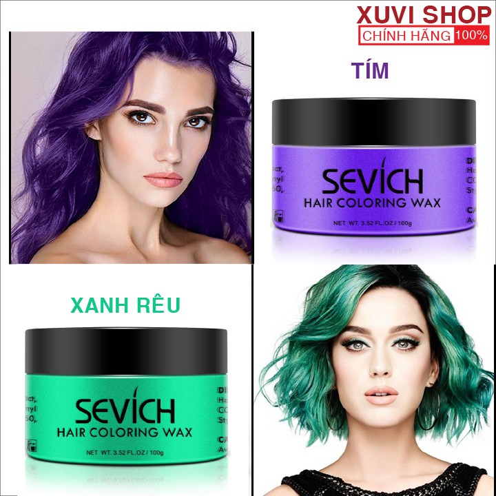 Sáp Vuốt Nhuộm Tóc Đổi Màu Tạm Thời SEVICH 9 Màu 120g Chính Hãng (xám khói, xanh dương, đỏ, tím, xanh rêu) - XUVI SHOP