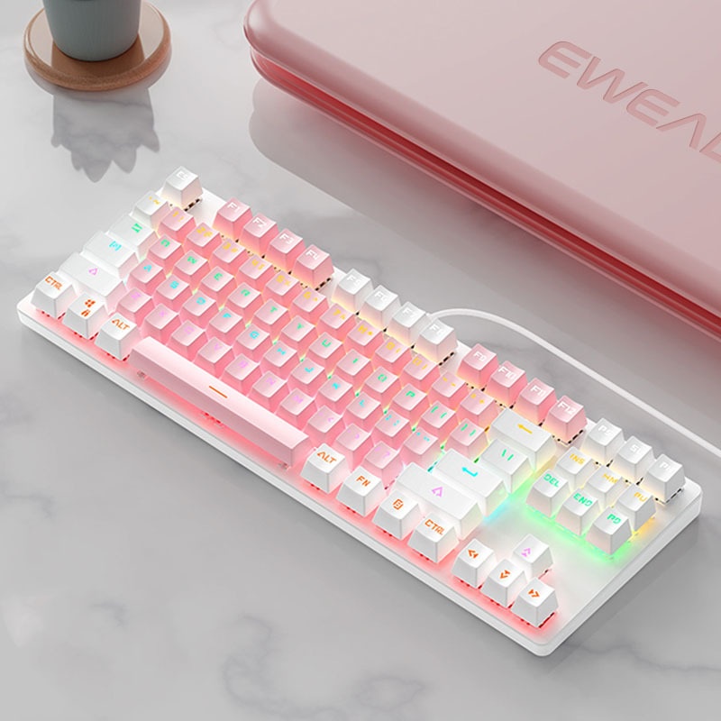 Bàn phím cơ màu hồng, có LED siêu đẹp TKL, Bàn phím dễ thương cho bạn nữ I Pink Gaming Keyboard