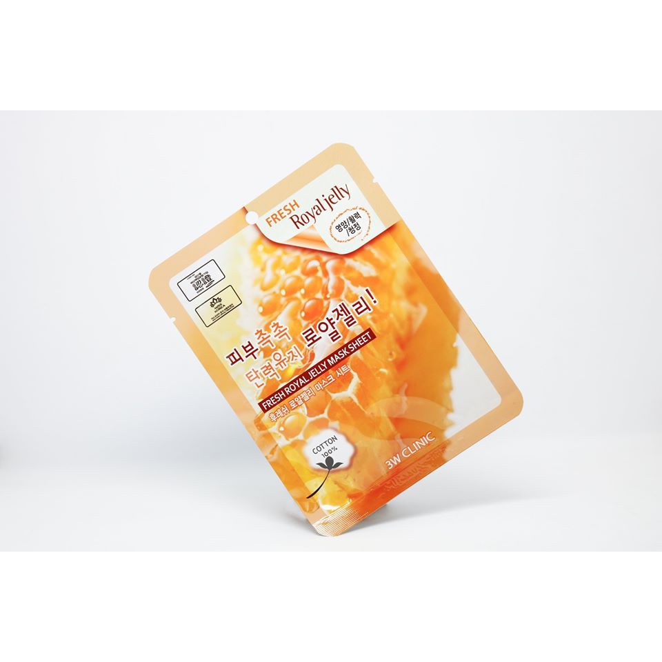 (❤️HOT SALES❤️) COMBO 10 Mặt nạ dưỡng da chiết xuất từ sữa ong chúa 3W CLINIC FRESH ROYAL JELLY MASK SHEET 23ml