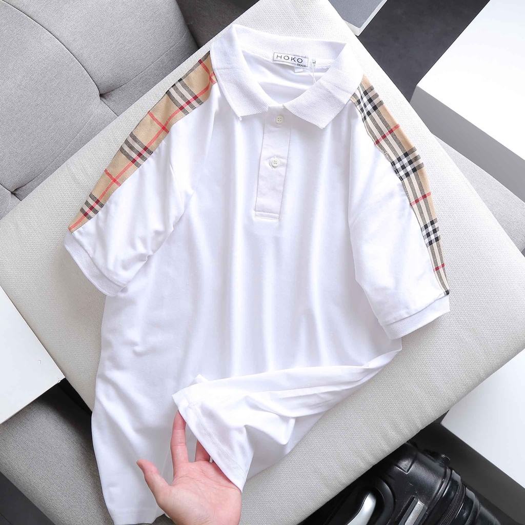 Áo thun Polo Nam nữ chất thun cá sấu Sọc kẻ vai style Hàn quốc phong cách Ulzzang