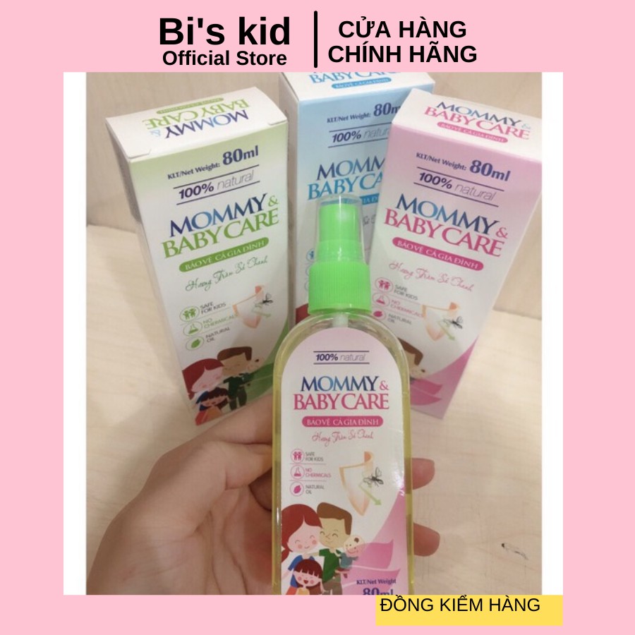 Xịt chống muỗi📌FREESHIP📌xịt chống muỗi cho bé MOMMY BABY CARE 80ml tinh dầu tự nhiên hương tràm xả chanh