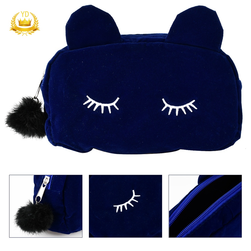 Túi Đựng Mỹ Phẩm Cỡ Lớn Họa Tiết Mèo Dễ Thương Phong Cách Hàn Quốc Cho Nữ HB