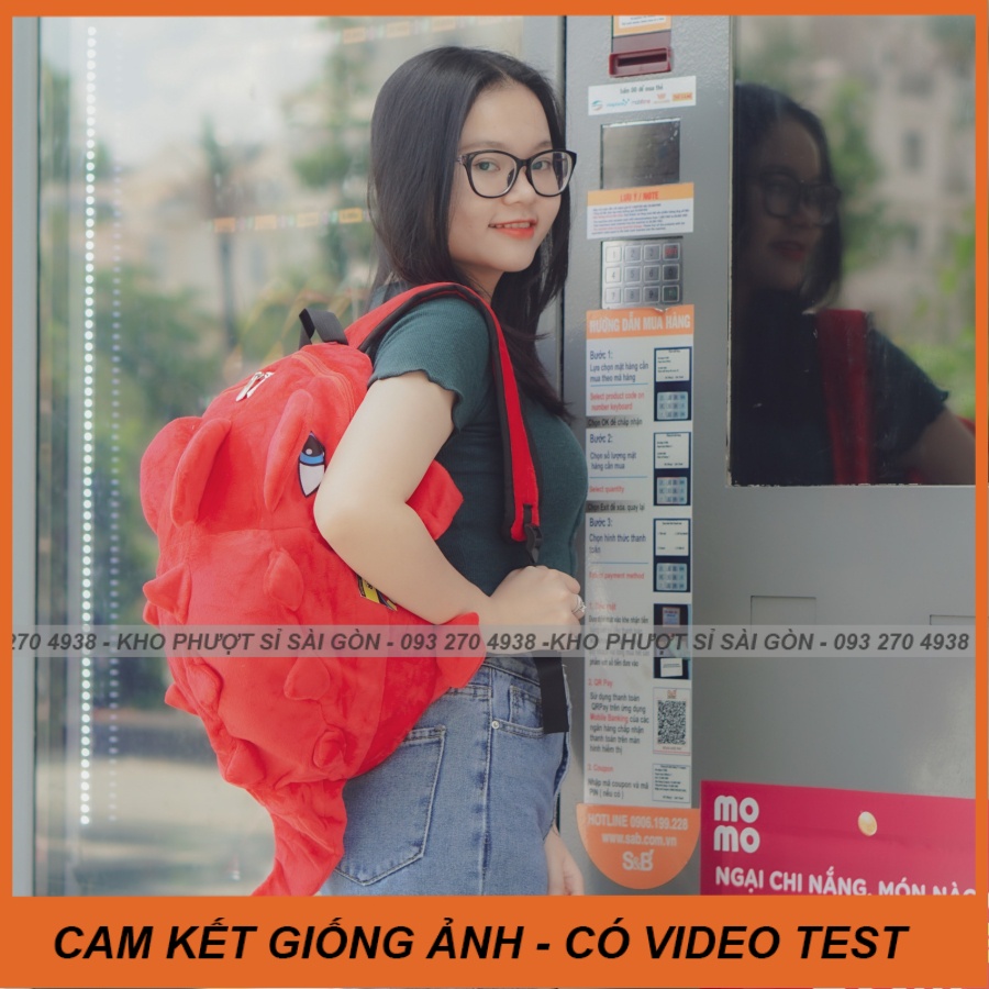Balo thời trang cho nữ - nam - Balo khủng long vải Nhung chống nước nhẹ bề mặt nhiều màu