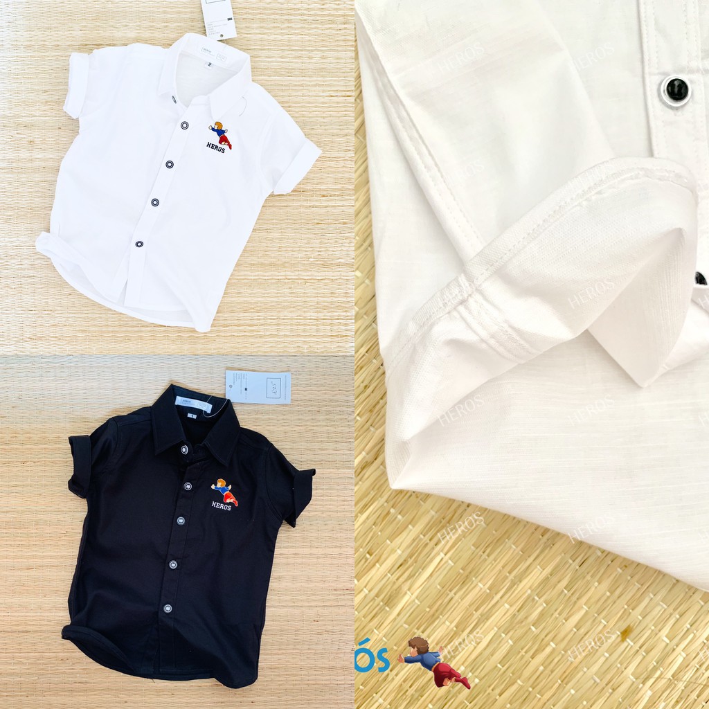 (HÀNG NHẬP KHẨU) COMBO 2 ÁO SƠ MI TRẺ EM COTTON TAY NGẮN HOẠ TIẾT THƯƠNG HIỆU