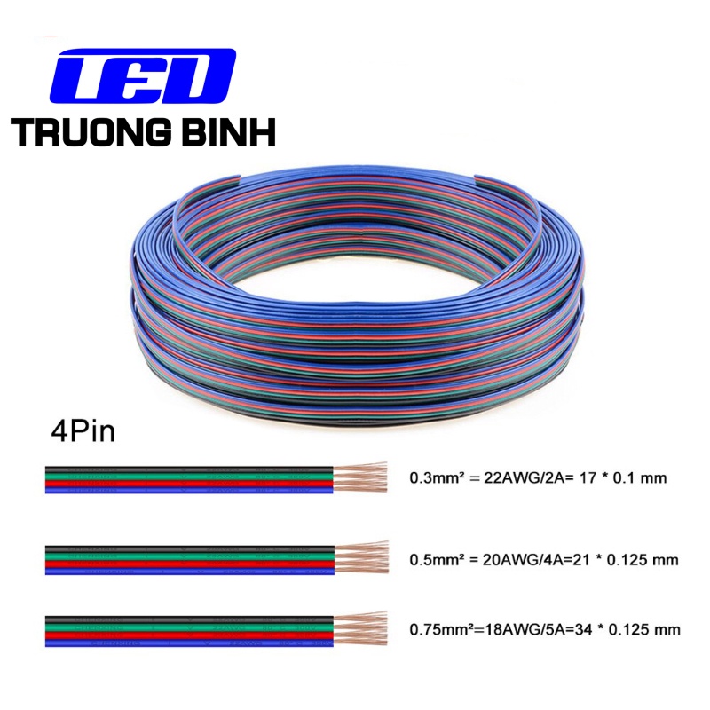 DÂY ĐIỆN 4 LÕI MẠ THIẾC SM4PIN DÀNH CHO LED RGB 7 MÀU VÀ LED FULL MÀU 4PIN
