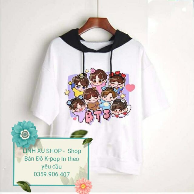 Áo hoodie phối mũ BT21 BTS nhóm nhạc kpop - có in theo yêu cầu