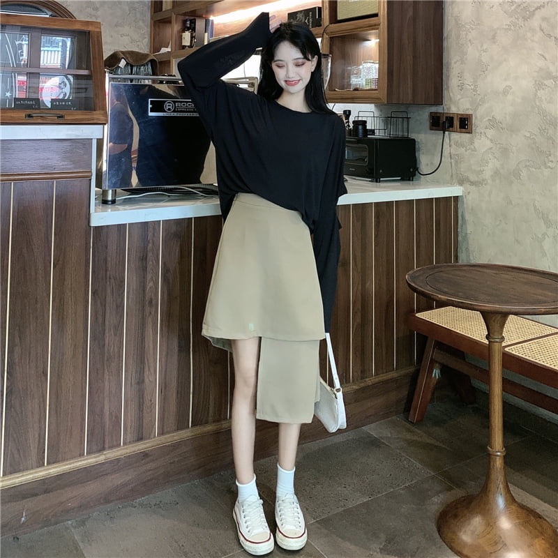 Chân váy umi lêch tầng freesize ulzzang sẵn 2 màu - Chân váy midi kiểu dáng hàn quốc chất umi co giãn nhẹ WK078 | BigBuy360 - bigbuy360.vn