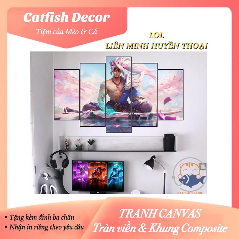 TRANH TREO TƯỜNG Canvas có khung - Yasuo/ Yone/ Asher/ Ahri/ LOL