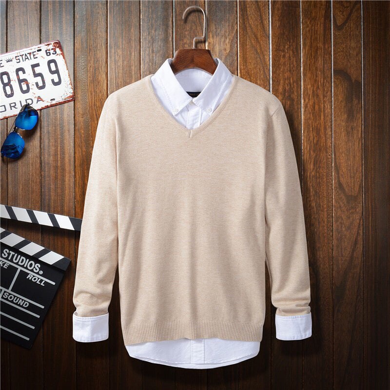 Áo len nam CỔ TIM dáng slimfit ôm - Sợi Cotton mềm - Phối sơ mi cực đẹp
