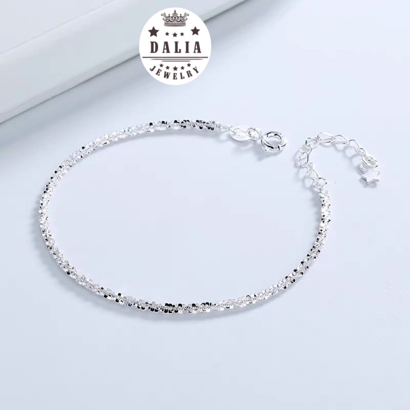 Lắc Tay, lắc chân bạc ý DaLiA Jewelry dây hoa xù bông tiểu thư